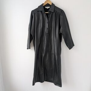 Maglia Vintage Pullover Black Leather Dress Size 10